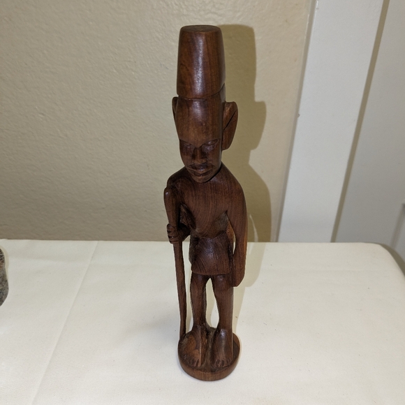 2 pc Vintage Hand Carved African Decor - Picture 3 of 12